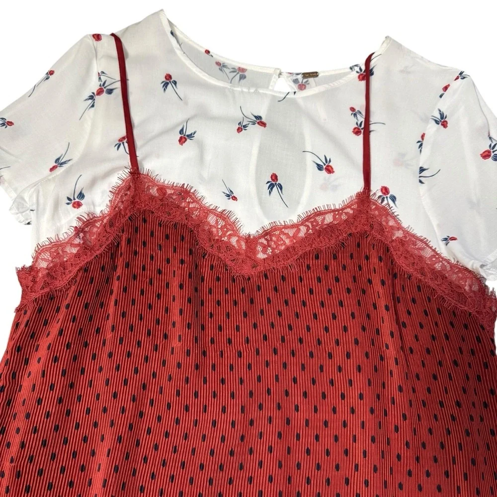 Free People Margot 2 Piece Slip Polka Dot Dress Set Size 10